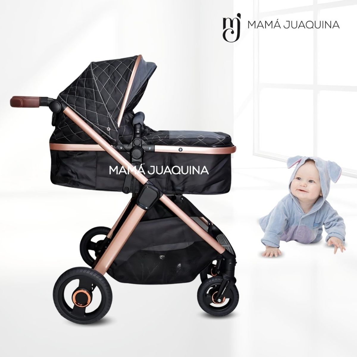 BABY - Coche Moisés Travel System de Lujo «KENNEDY» Edición Limitada Black