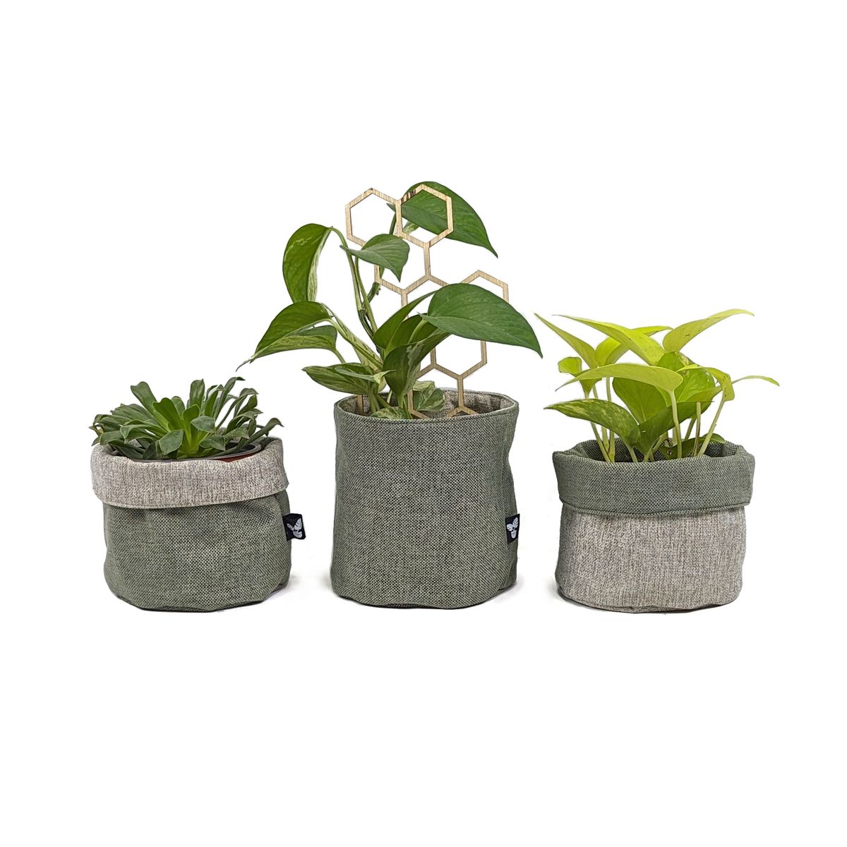 UN CUARTO VERDE - Porta Maceta de Tela Mediano Sage Canasto de macetas y plantas 15cm