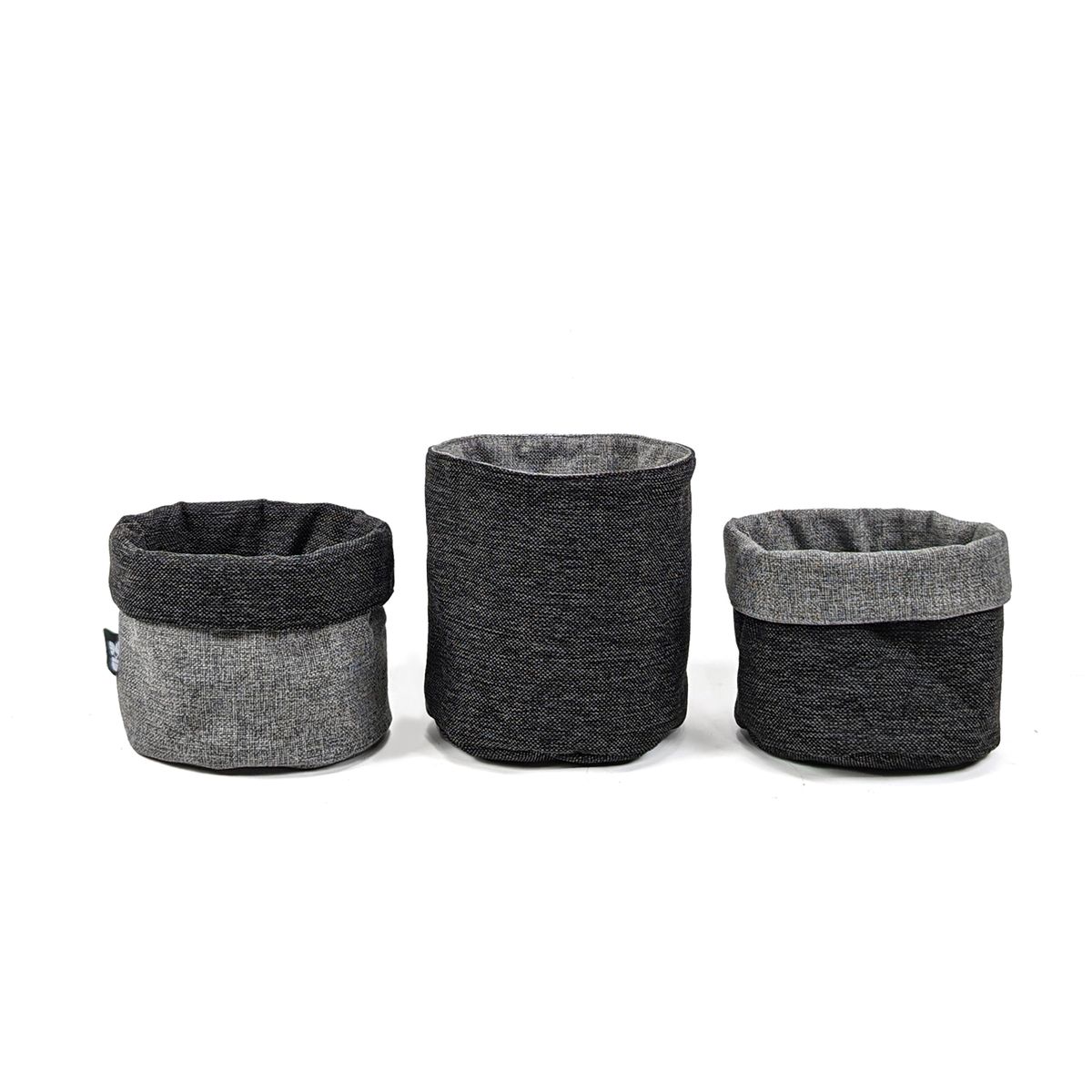 UN CUARTO VERDE - Porta Maceta de Tela Mediano Negro Canasto macetas y plantas 16x15cm