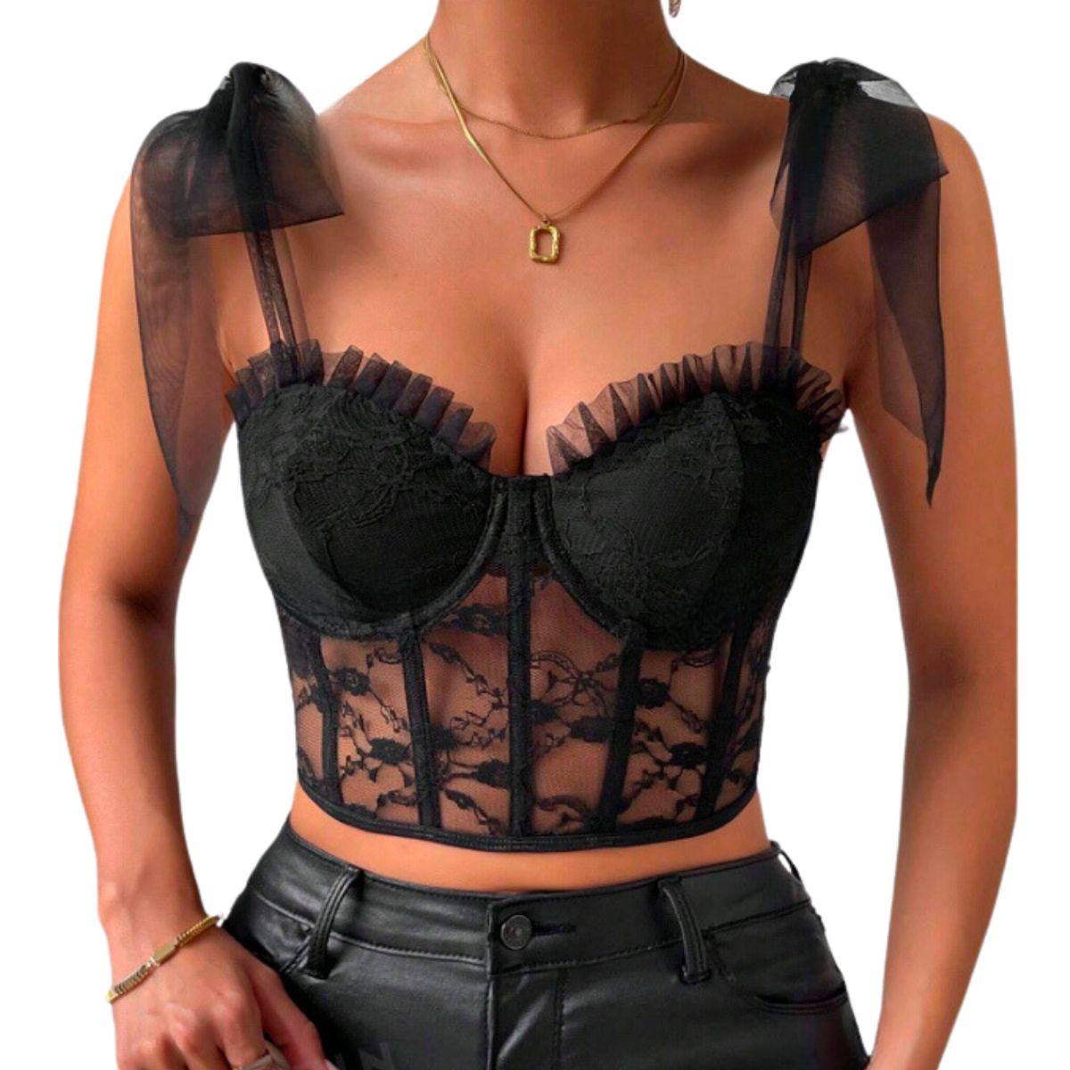 GENERICO - Top Encaje Gasa y tul