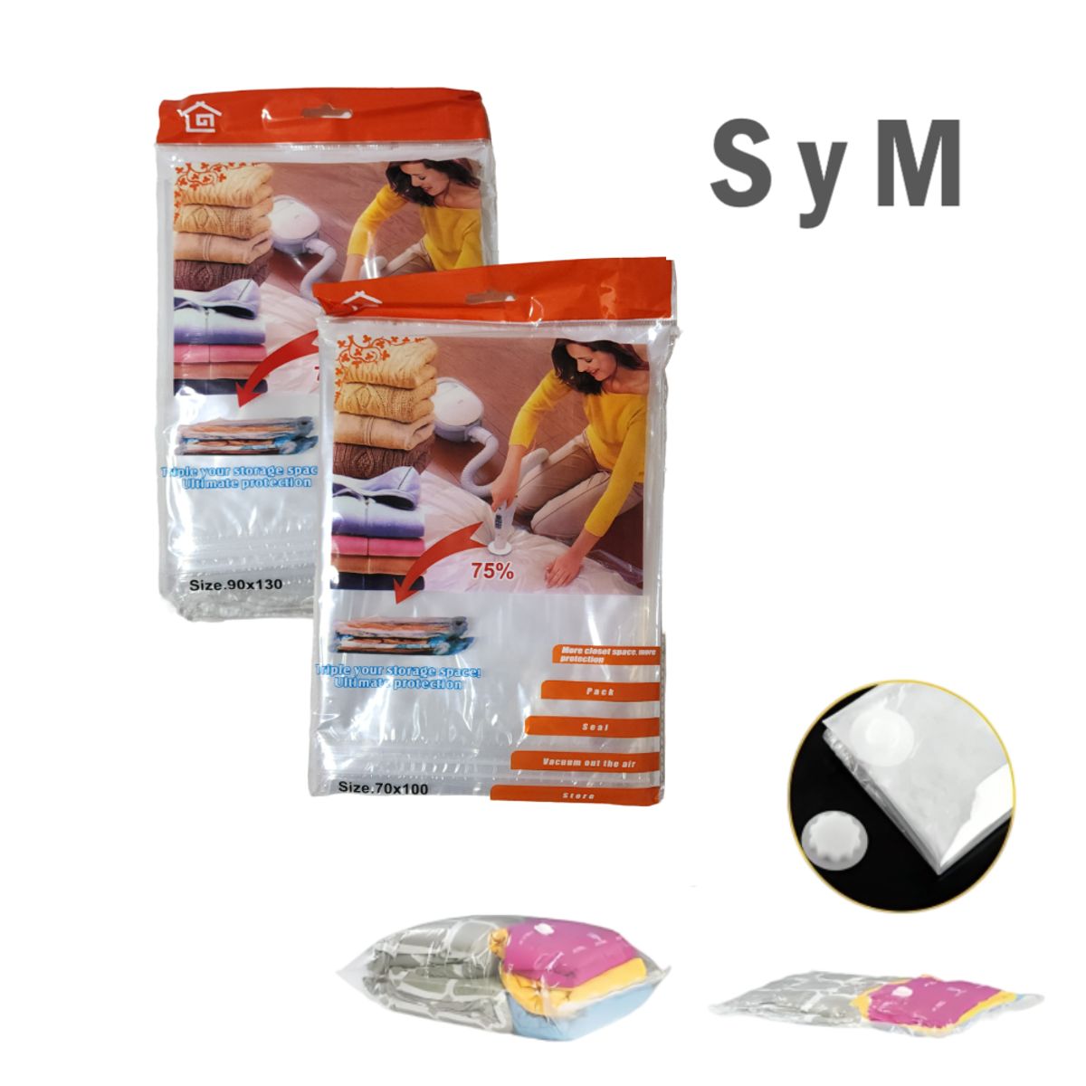 GENERICO - Pack x2 Bolsas de almacenamiento al vacío S y M