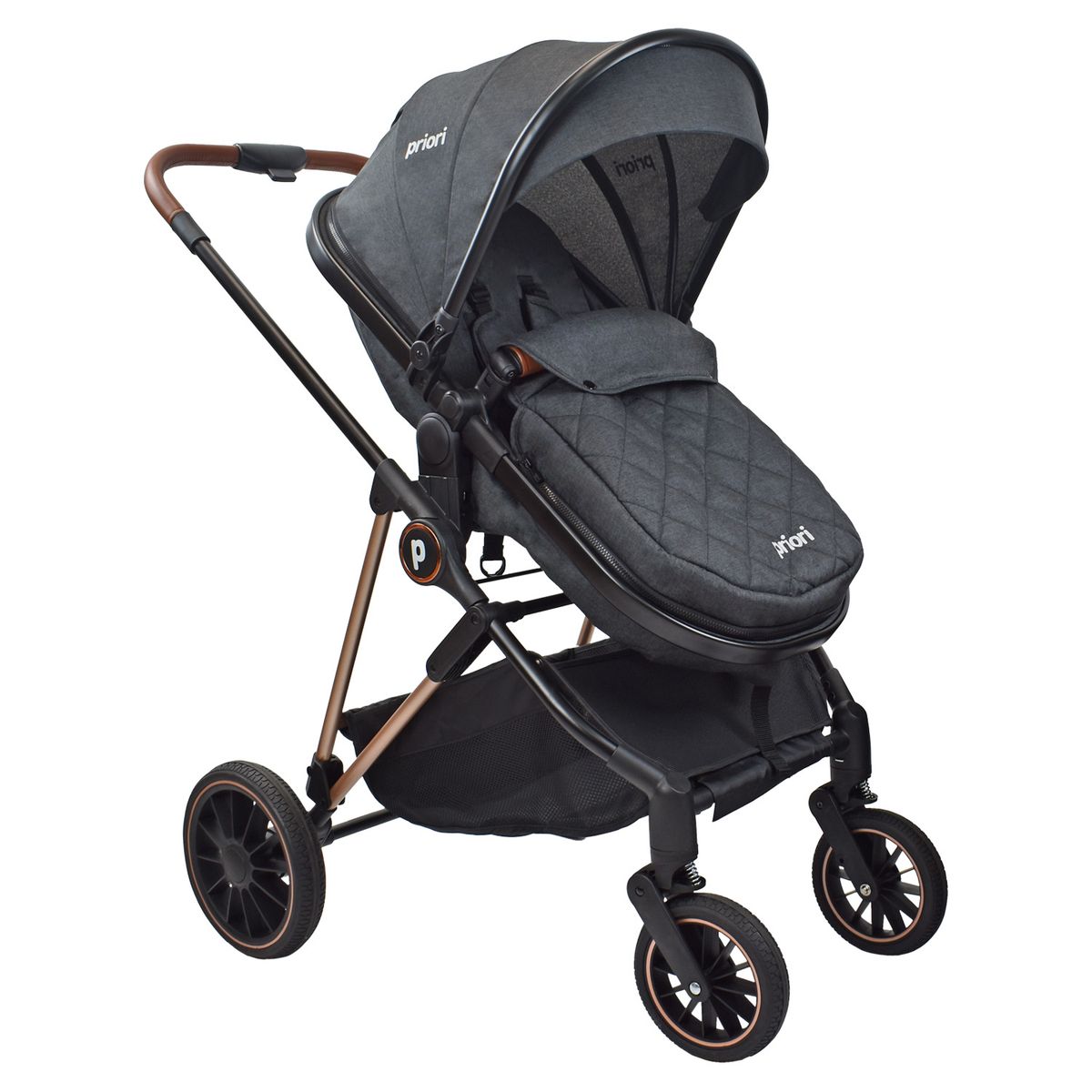 PRIORI - Coche Cuna Para Bebe Tipo Moises Priori Ana Negro