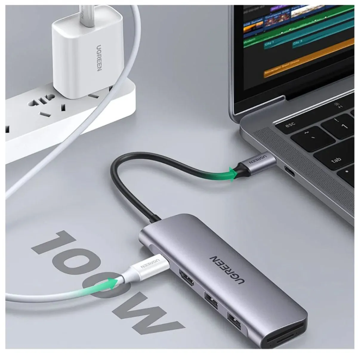 UGREEN - Adaptador USB hub ugreen 6 en 1 tipo C 4K 60HZ 60384