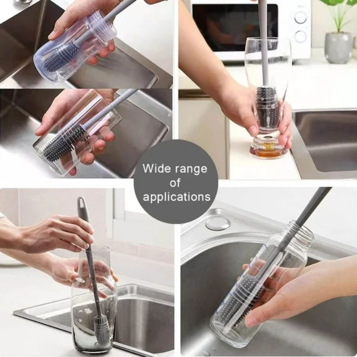 GENERICO - 3 Uni Cepillo Silicona Limpia Botellas Tomatodo Vaso