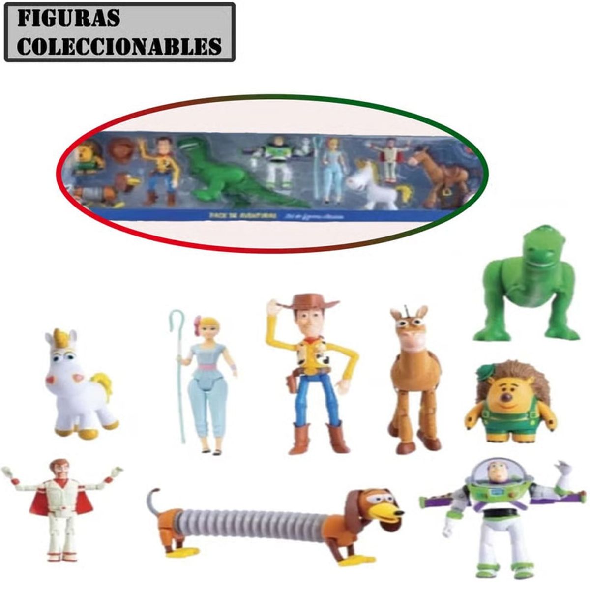 DISNEY PIXAR - Muñecos de Jebe Toy Story Articulados Set de 9 Modelo 1