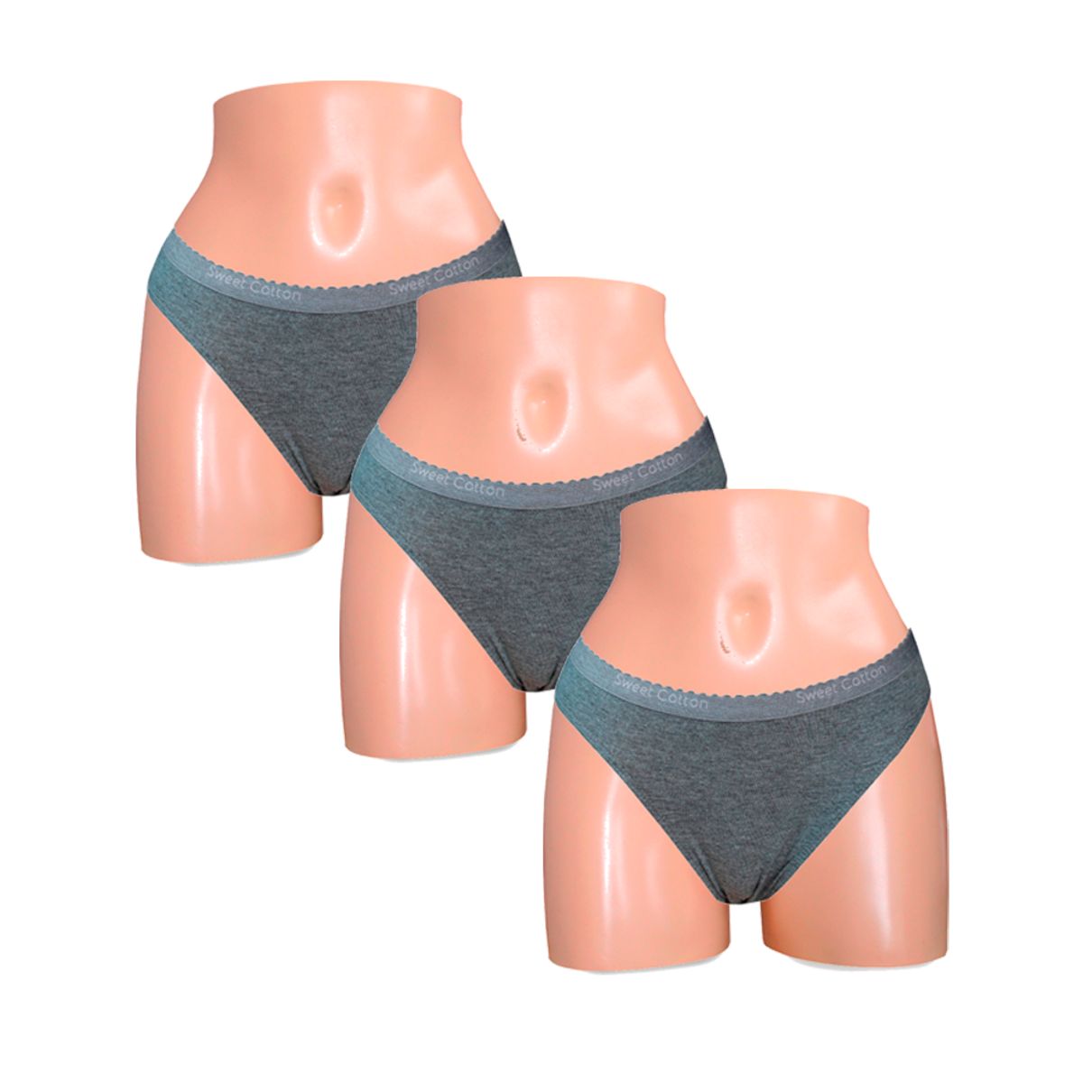 SWEET COTTON - Pack x3 Bikini Sweet Cotton Plomo
