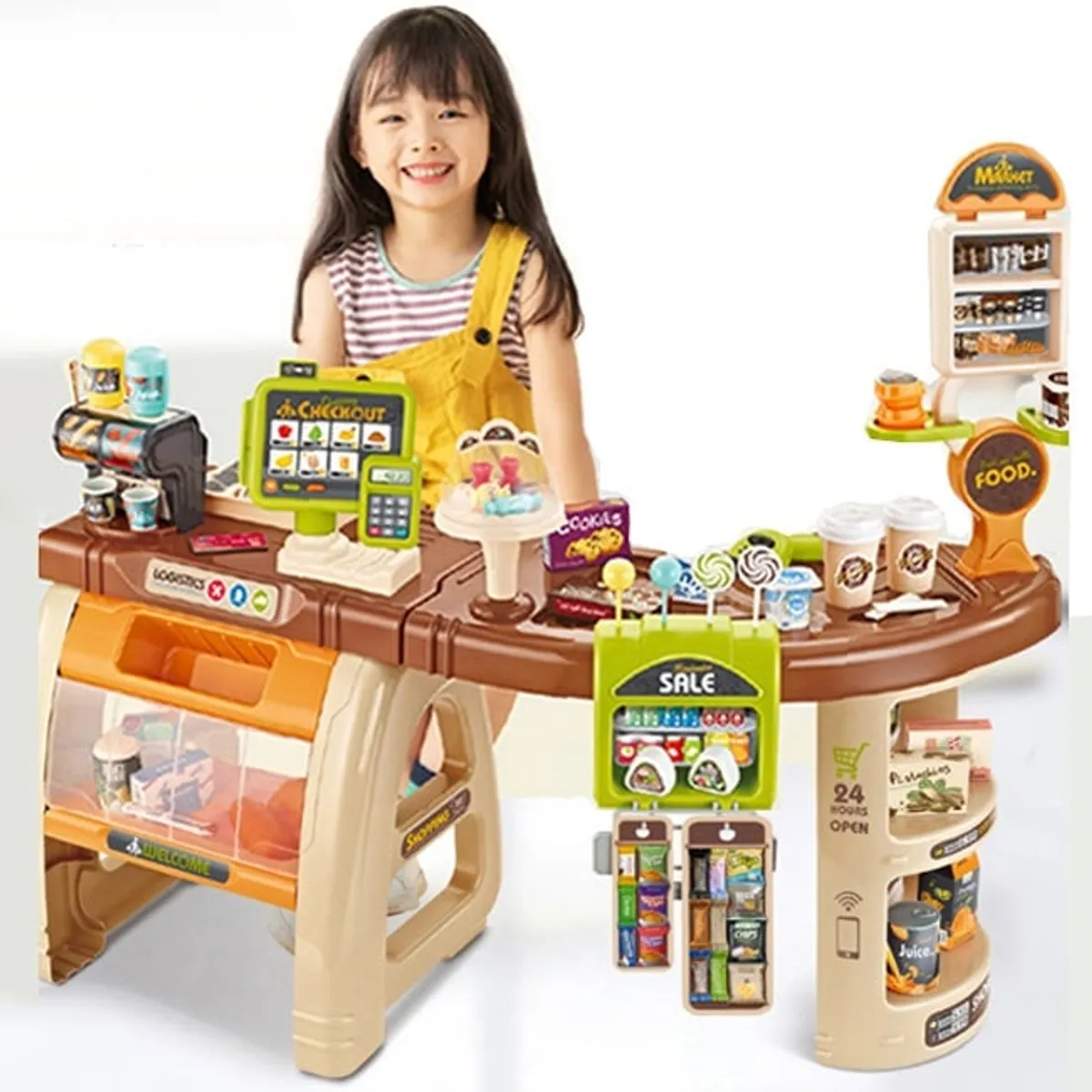 GENERICO - Supermercado con Caja Registradora y Scaner y Músicas 52 Pzs