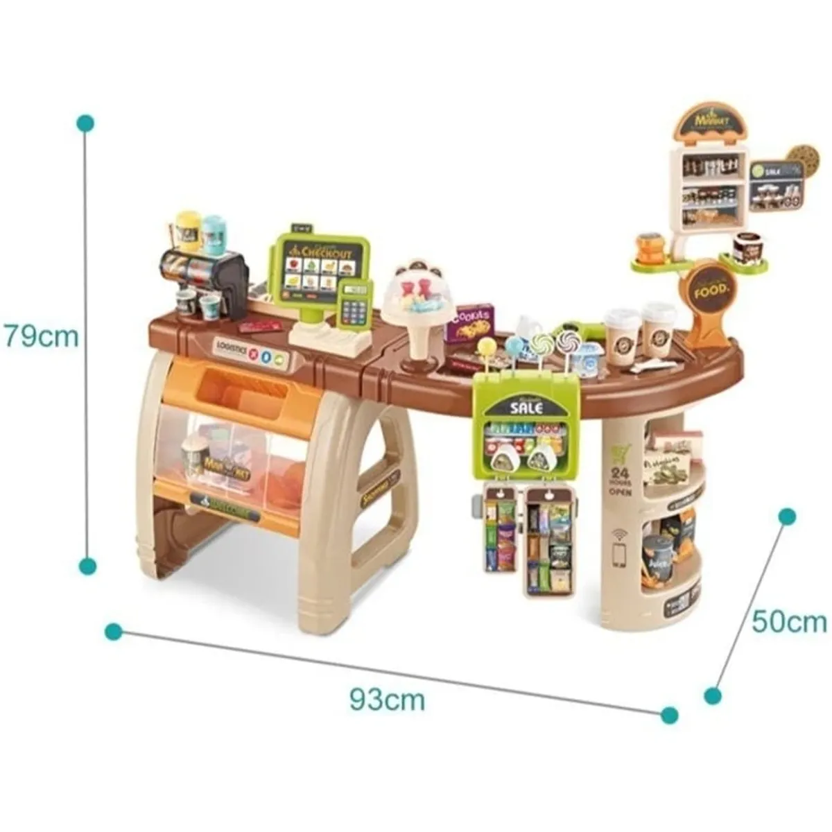 GENERICO - Supermercado con Caja Registradora y Scaner y Músicas 52 Pzs