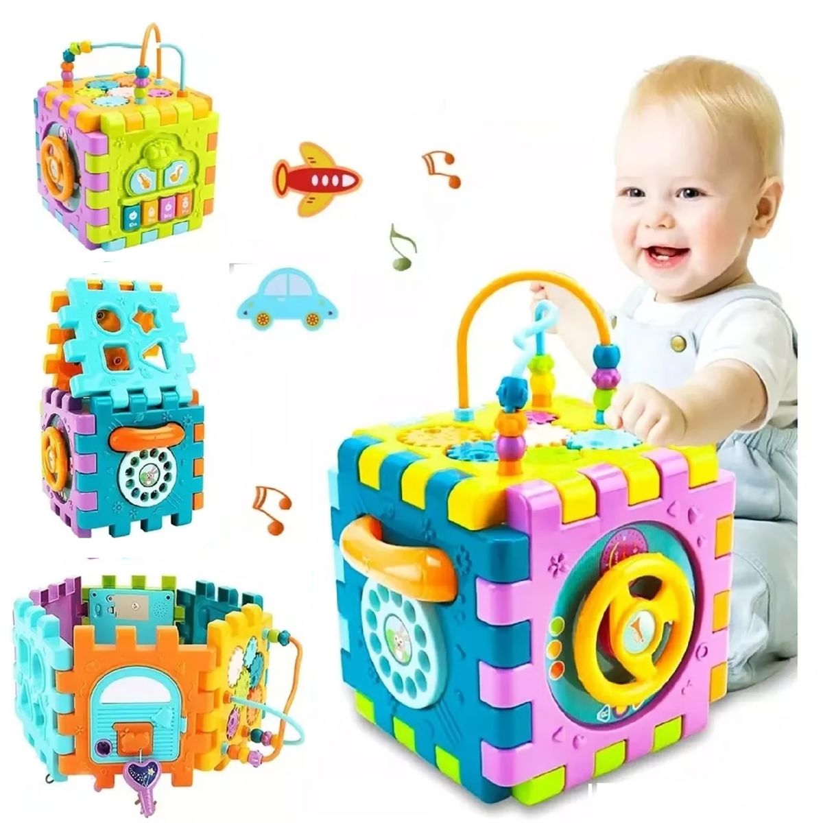 GENERICO - Juguete Didáctico Cubo  6 en 1 Musical Para Bebés