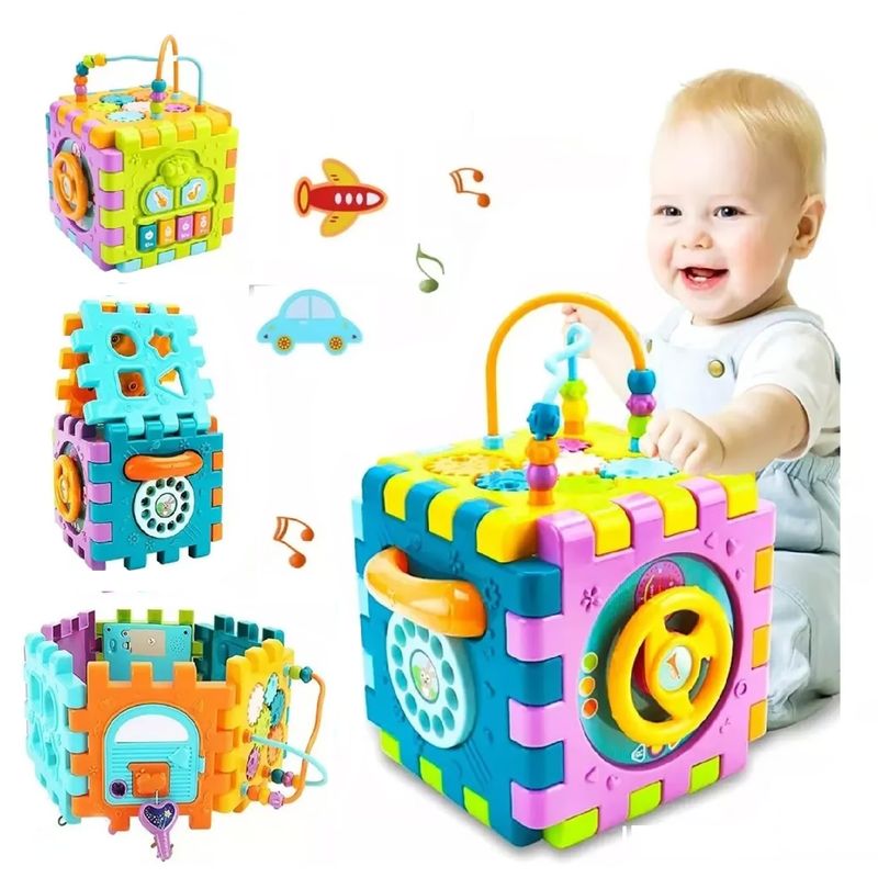 GENERICO - Juguete Didáctico Cubo  6 en 1 Musical Para Bebés