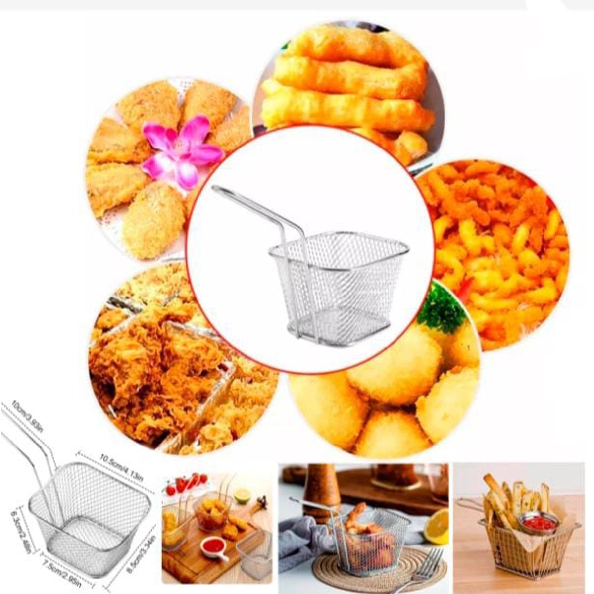 GENERICO - Mini escurridor de frituras Canasta para mesa