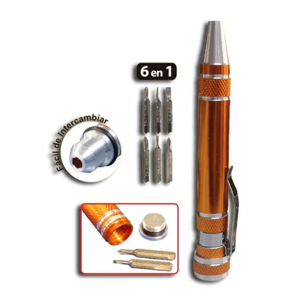 OPALUX - Set Destornillador de Puntas Imantadas 6 en 1 CU-8919 OPALUX