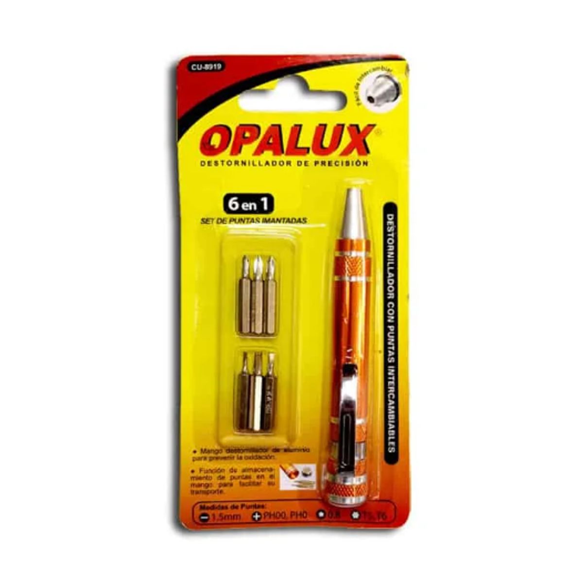 OPALUX - Set Destornillador de Puntas Imantadas 6 en 1 CU-8919 OPALUX