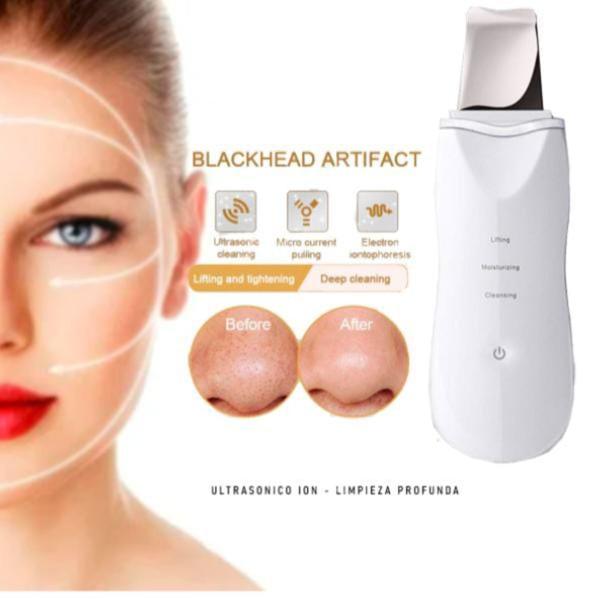 GENERICO - Limpiador Ultrasónico Facial Espátula Lifting Limpieza Profunda