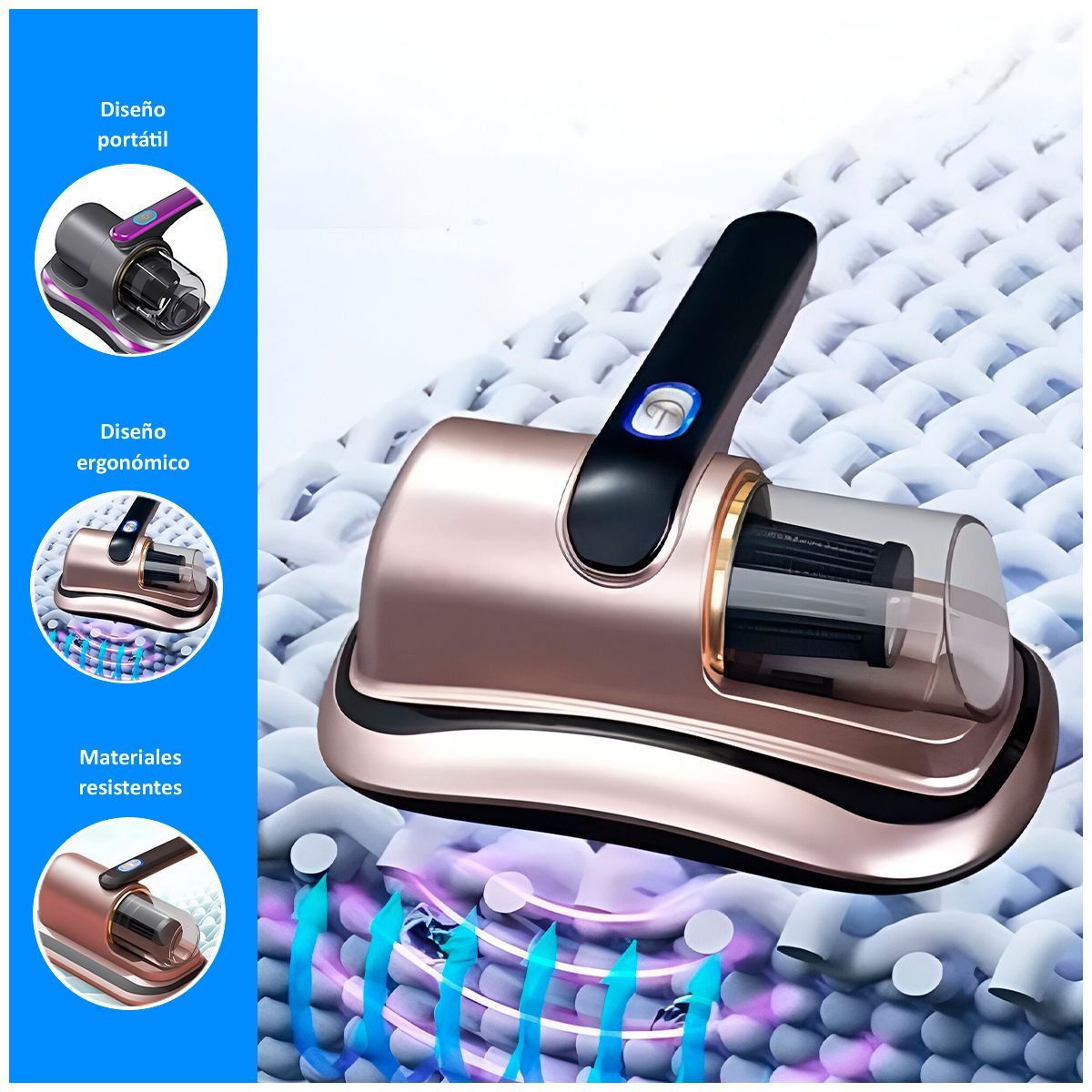 GENERICO - Aspiradora Anti-Ácaros Ultravioleta UV-C Inalámbrica Filtro Hepa