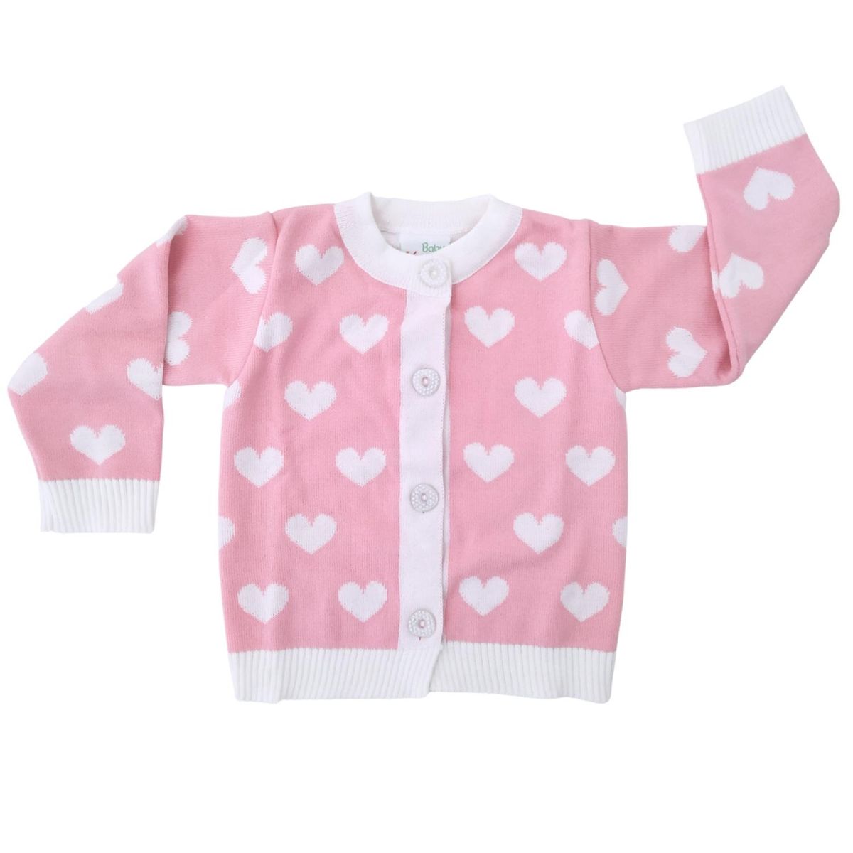 GENERICO - Chompa Bebe Hilo - Corazones - Salmon