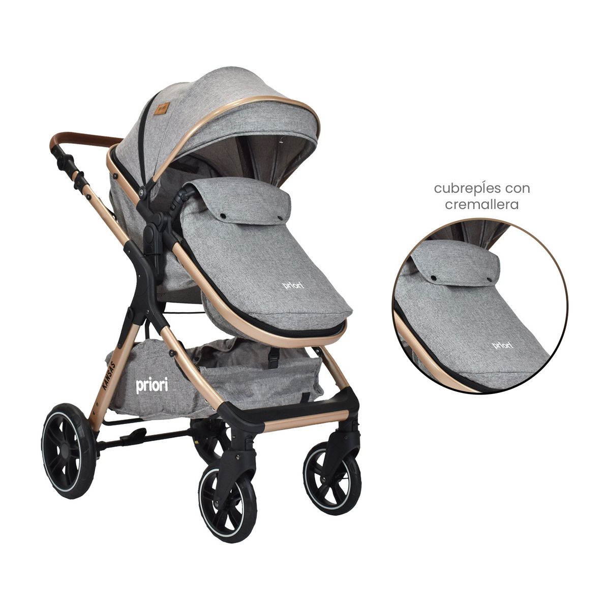 PRIORI - Coche Moises Para Bebe Priori Kansas Gris