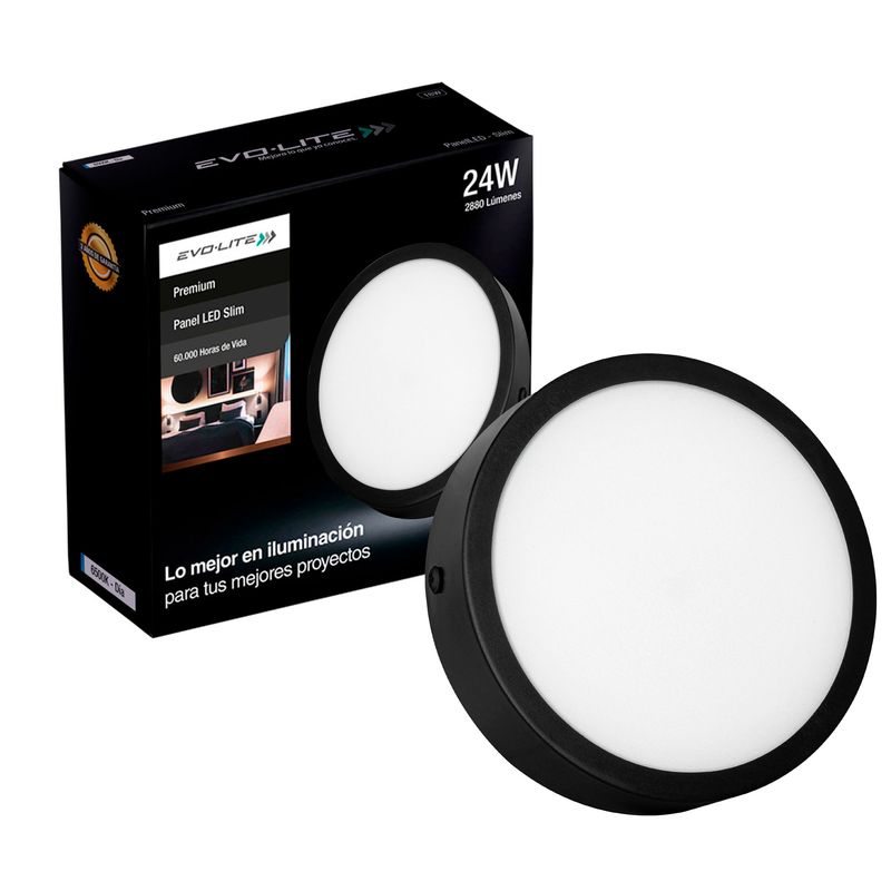 EVOLITE - Plafon Led Slim 24w luz calida borde negro