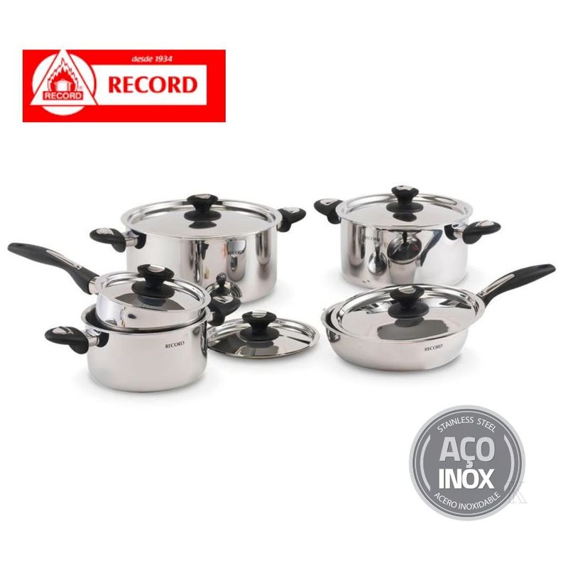 RECORD - Juego de Ollas Record 10 Piezas Acero Inoxidable Marquesa