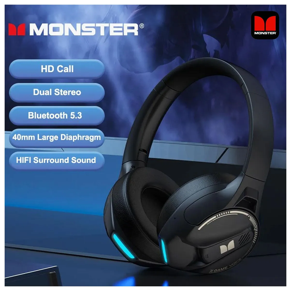 MONSTER - Audífonos inalámbricos Monster Airmars XKH03 Negro Bluetooth 5.3 ANC