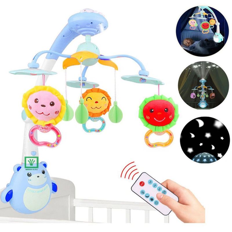 IDEAL - Movil Para Cuna con Proyector Luces y Control Celeste