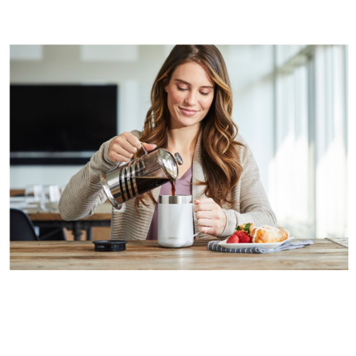 CONTIGO - Taza térmica Contigo Streeterville de acero inoxidable  Blanco 414ml