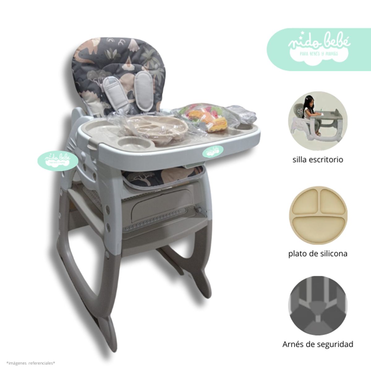 GENERICO - Silla De Comer convertible en Carpeta Kitty dark