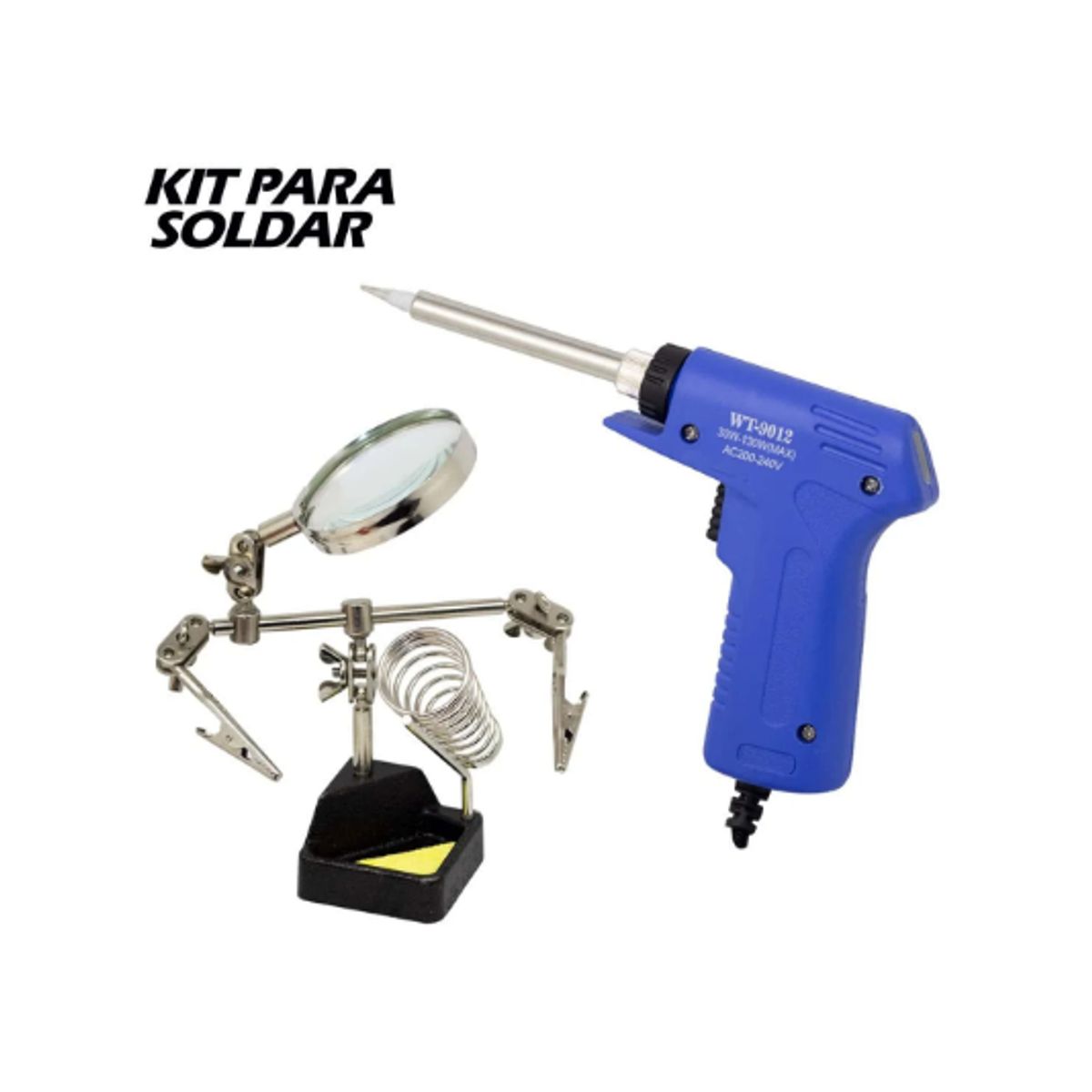 WESTOR - Kit Cautín + Soporte con Pinzas y Lupa WT-9012-KIT