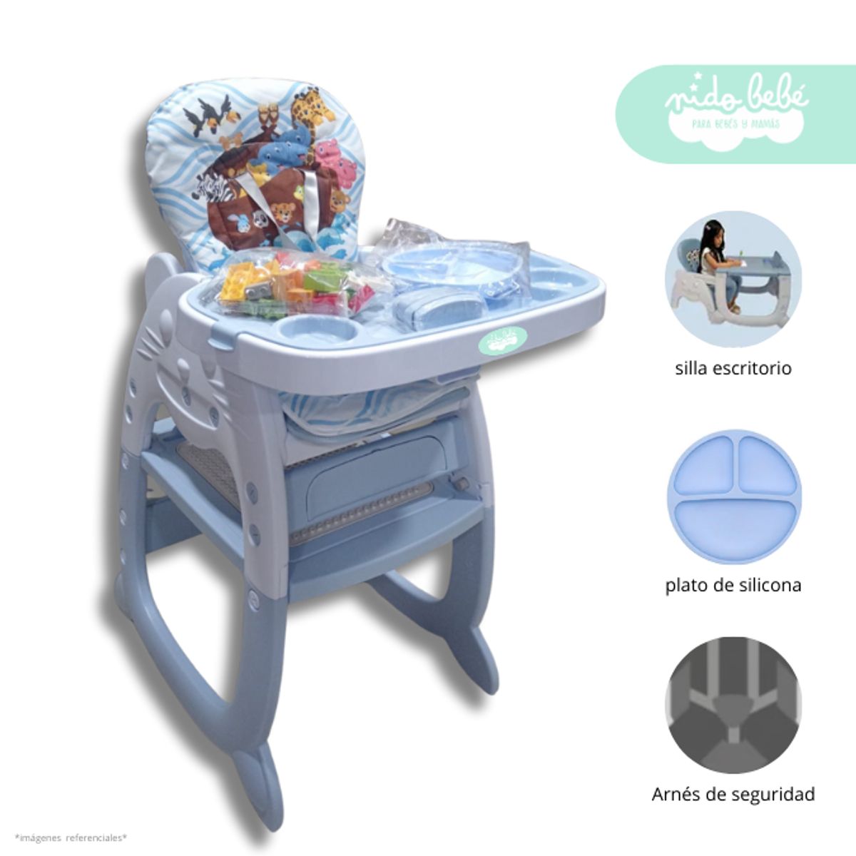 GENERICO - Silla De Comer convertible en Carpeta Kitty celeste