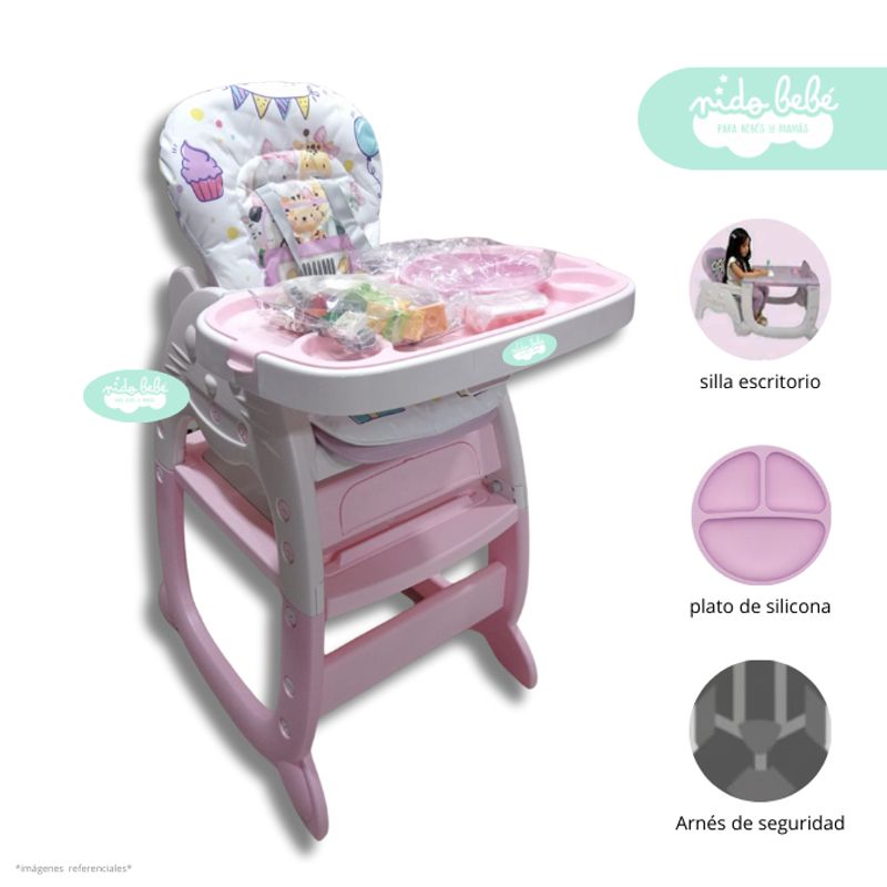 GENERICO - Silla De Comer convertible en Carpeta Kitty rosa