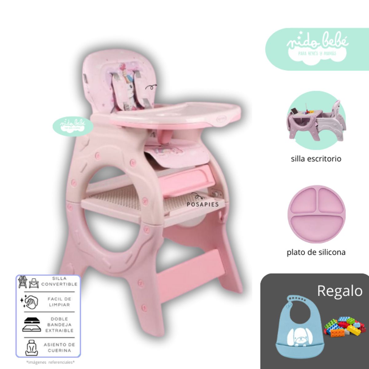 GENERICO - Silla De Comer convertible en Carpeta Donna Pink