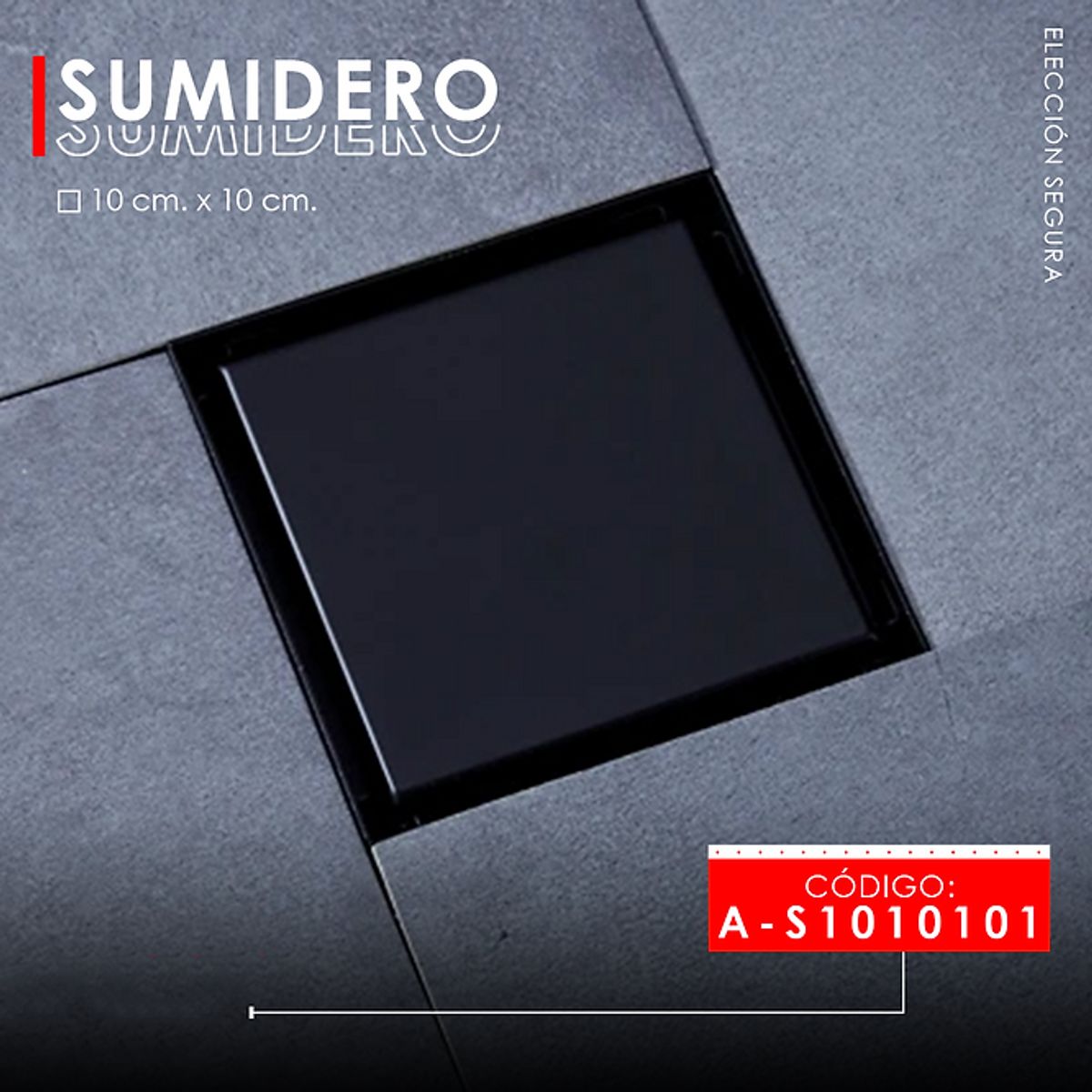GENERICO - SUMIDERO CUADRADO DECORATIVO NEGRO A-S1010101