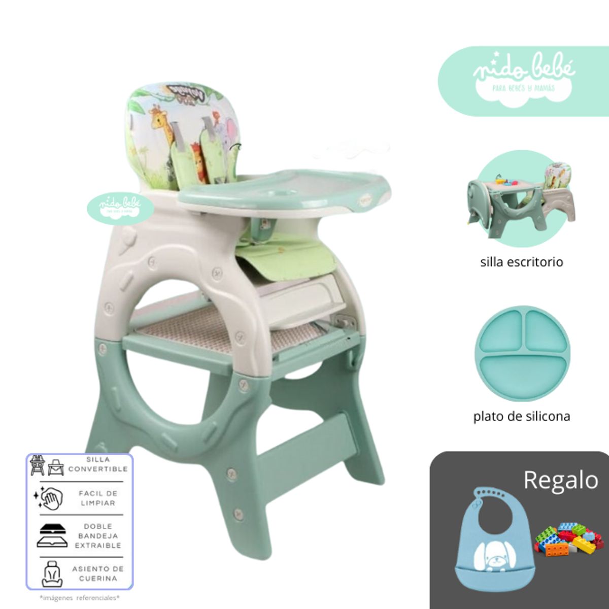 GENERICO - Silla De Comer convertible en Carpeta Donna Green