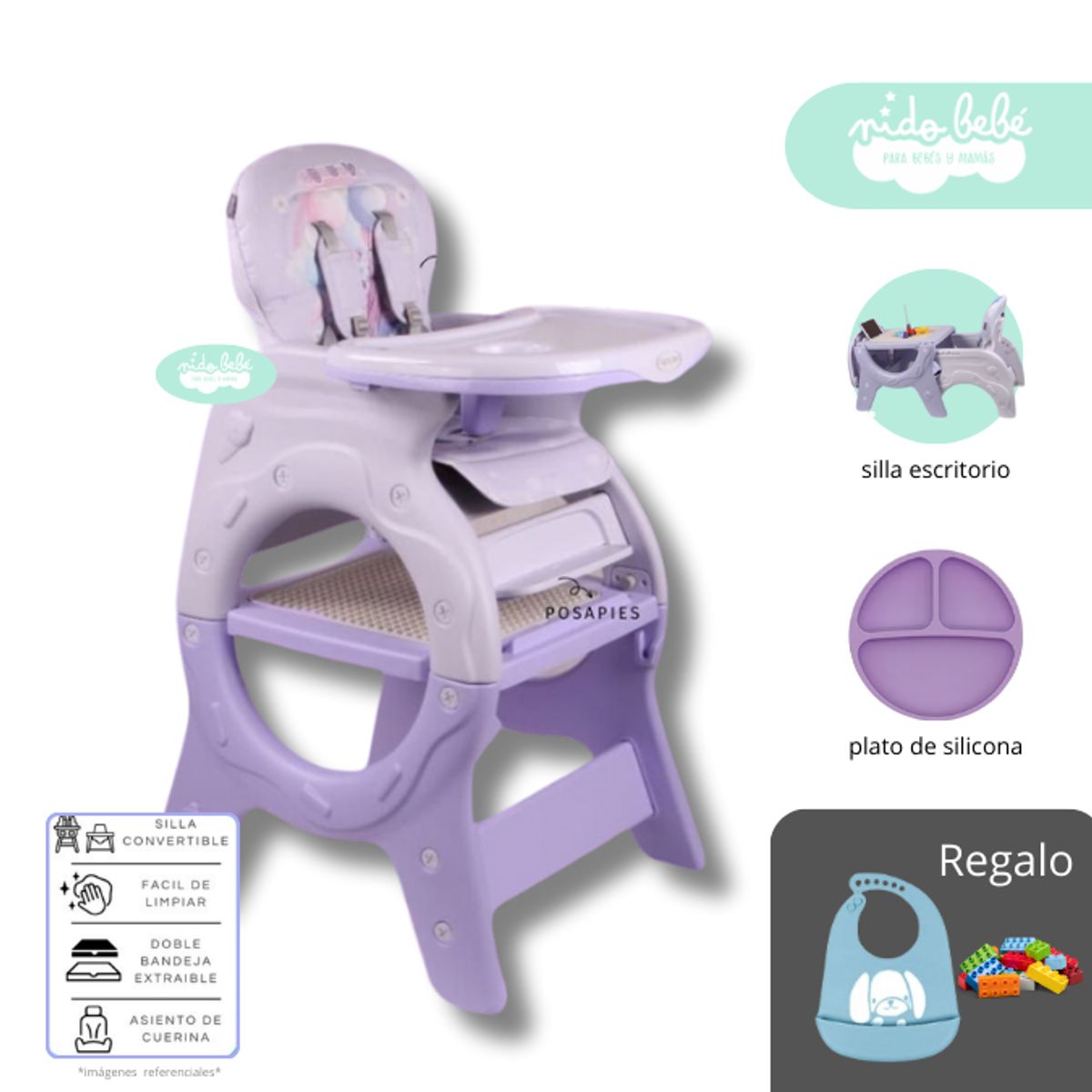 GENERICO - Silla De Comer convertible en Carpeta Donna Purple