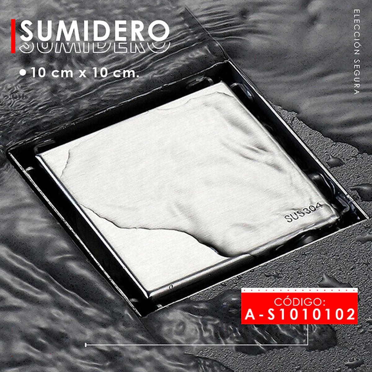 IMPORTADO MC - SUMIDERO CUADRADO DECORATIVO SATINADO A-S1010102