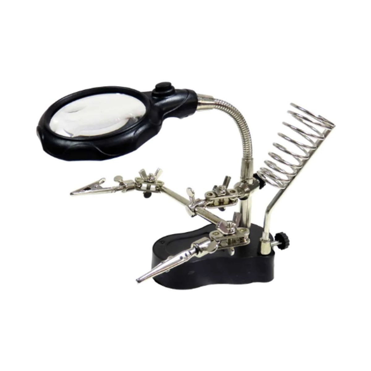 WESTOR - Soporte para Cautín con Lupa Luz LED y Pinzas WT-6375 WESTOR