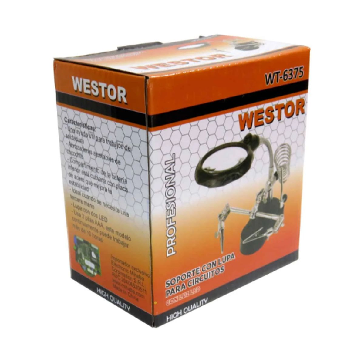 WESTOR - Soporte para Cautín con Lupa Luz LED y Pinzas WT-6375 WESTOR