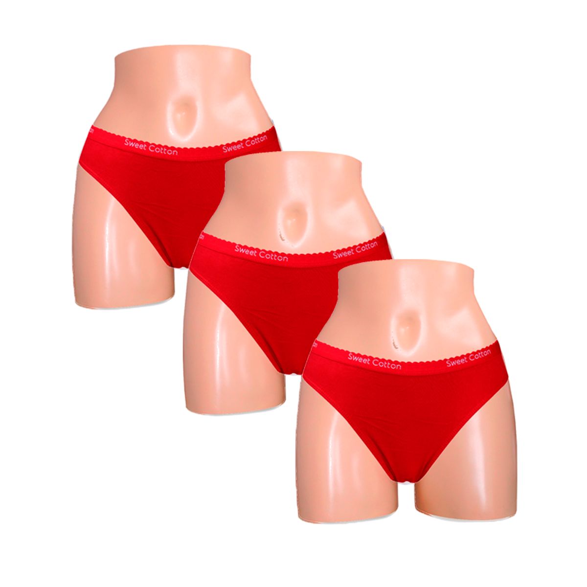 SWEET COTTON - Pack x3 Bikini Sweet Cotton  Rojo