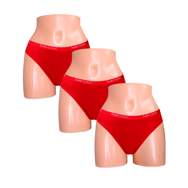 SWEET COTTON - Pack x3 Bikini Sweet Cotton  Rojo