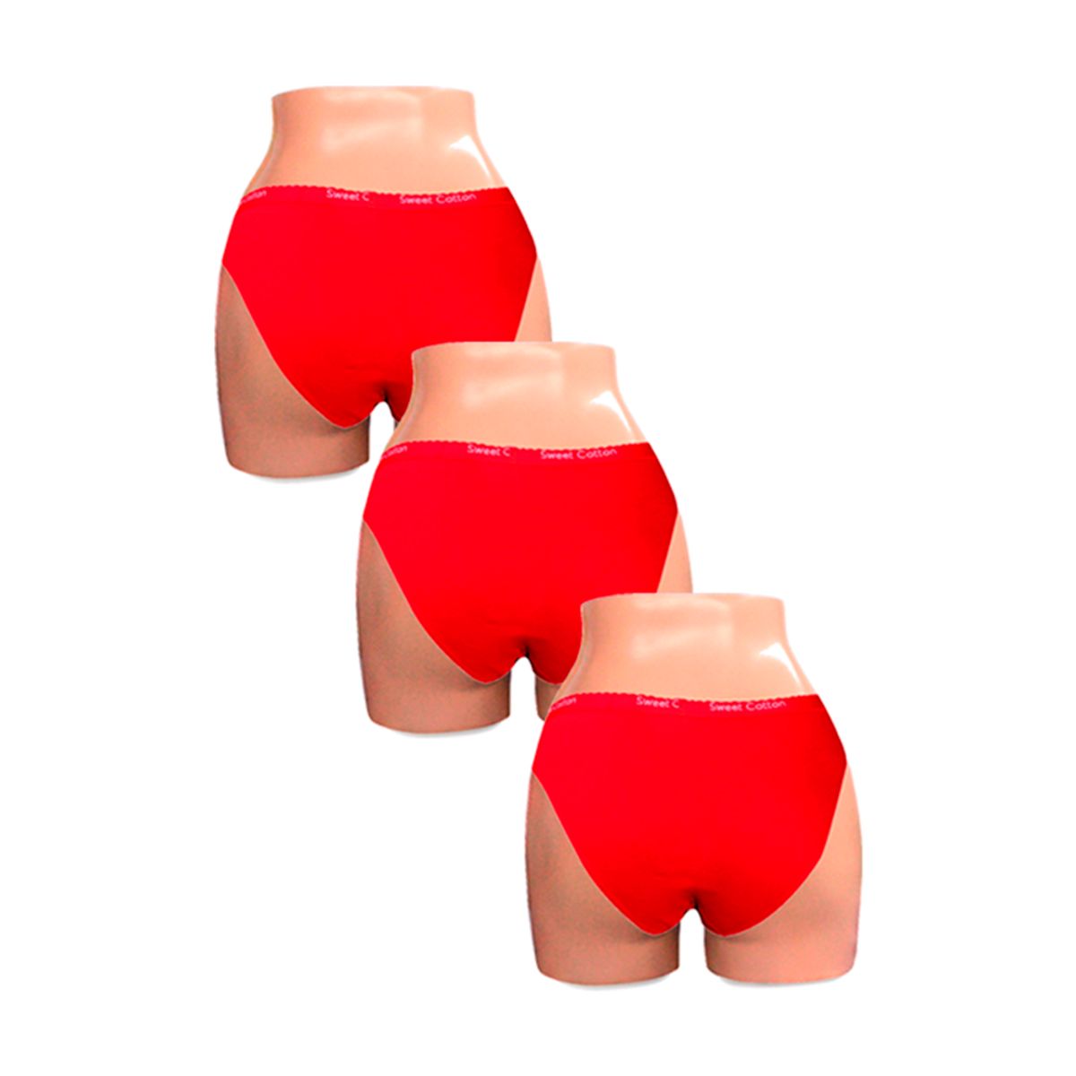 SWEET COTTON - Pack x3 Bikini Sweet Cotton  Rojo