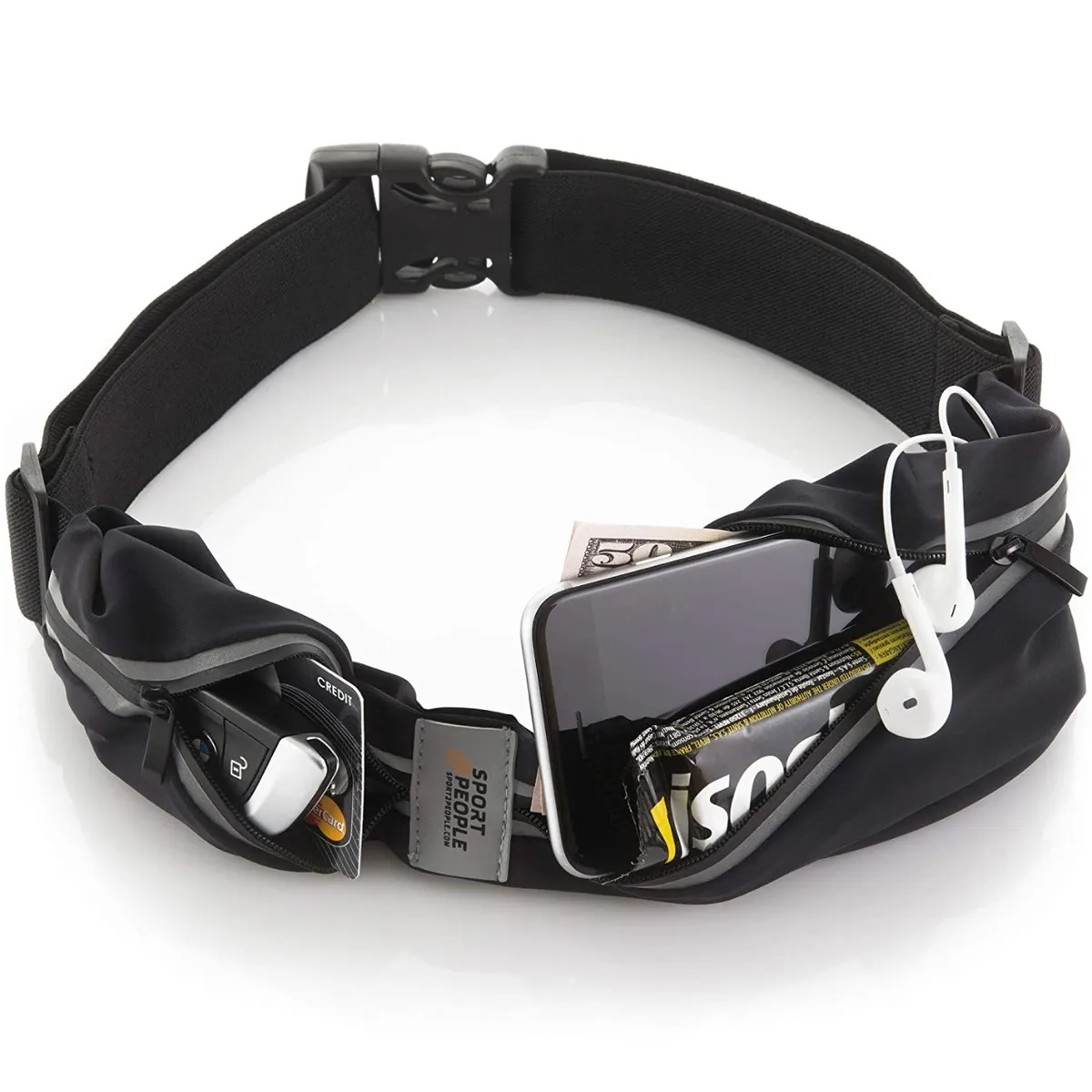 GENERICO - Canguro Cinturón deportivo delgado Expandible Negro