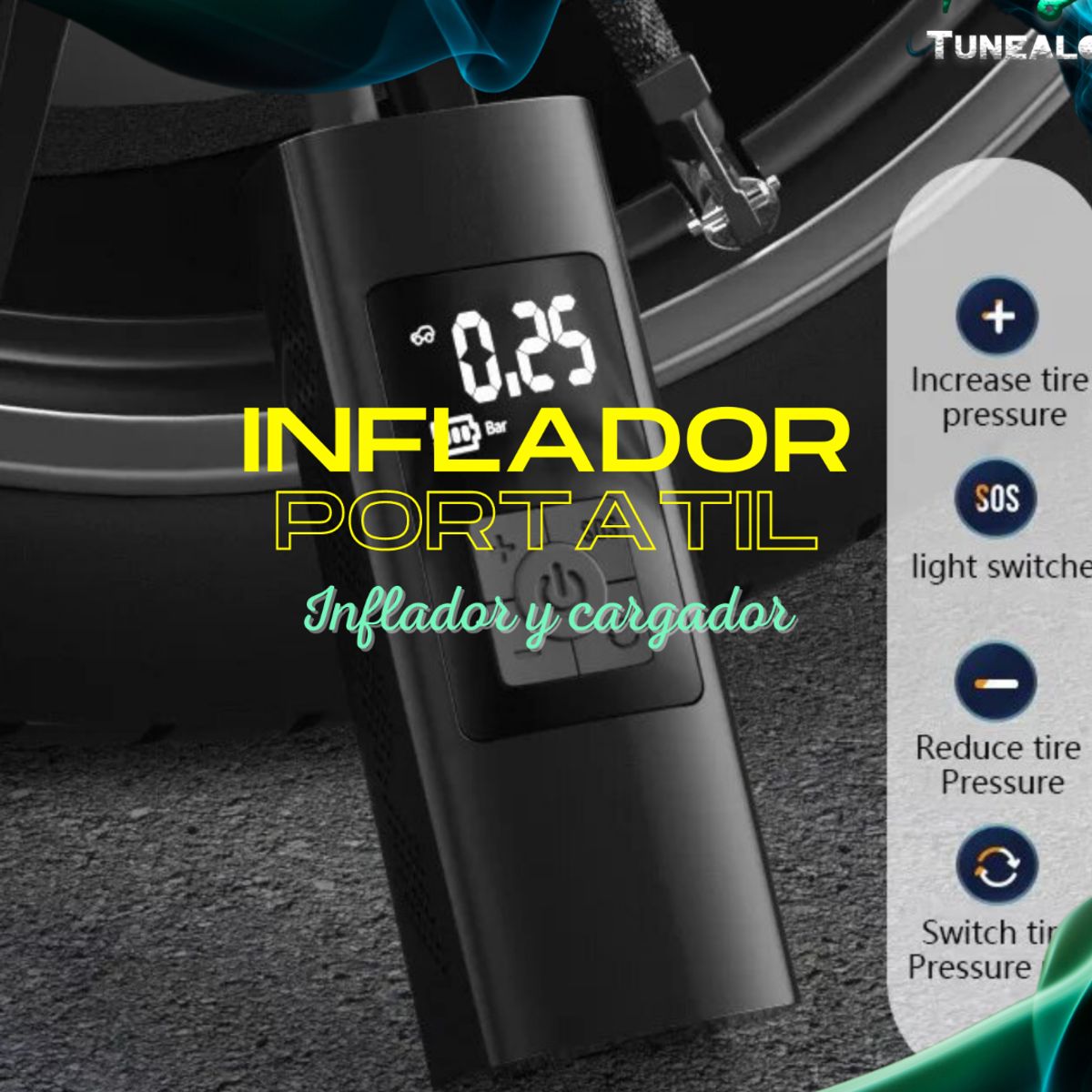IMPORTADO MC - Inflador portátil para llanta de carro Black Intensivo