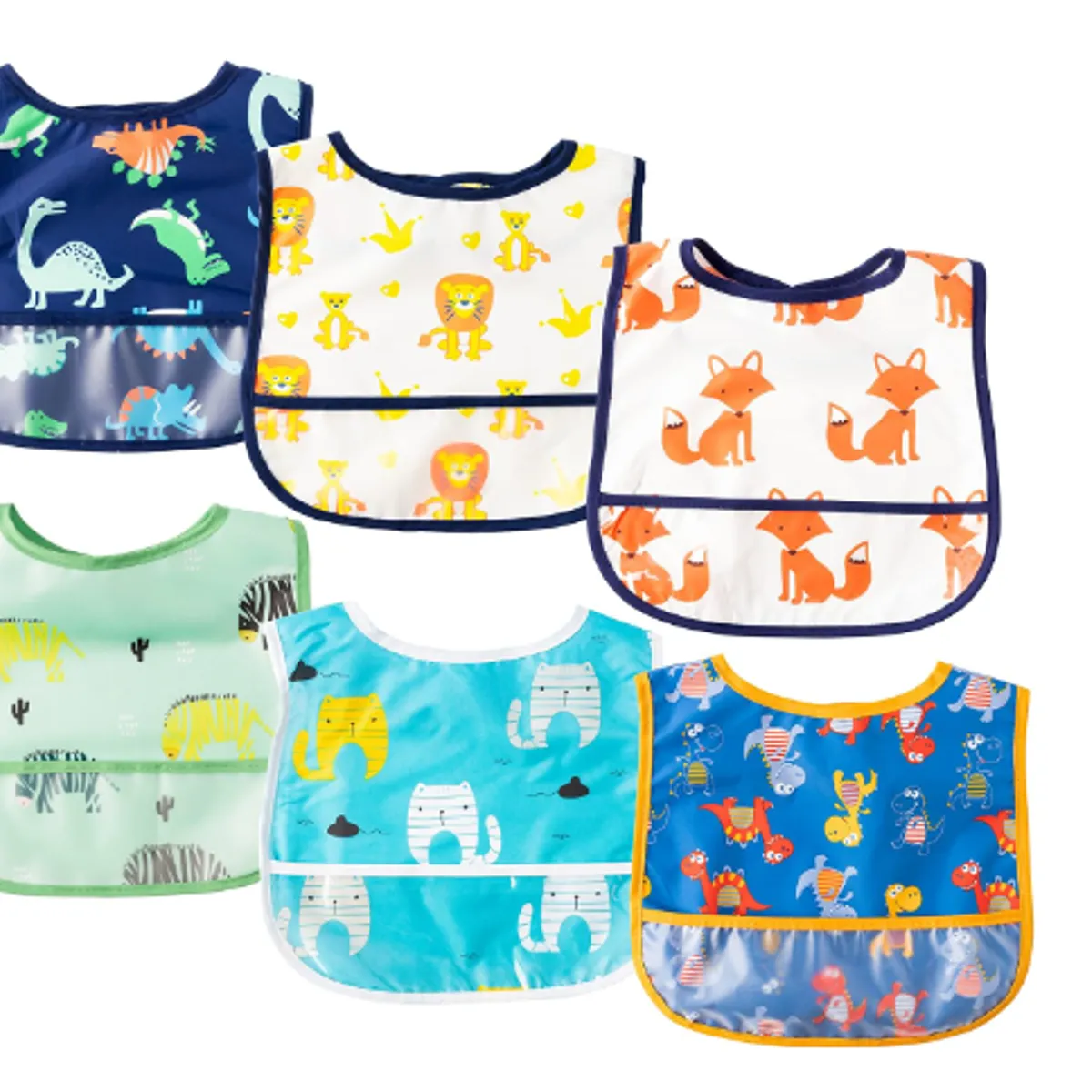 GENERICO - Babero impermeable sin mangas de 0 a 5 años con bolsillo