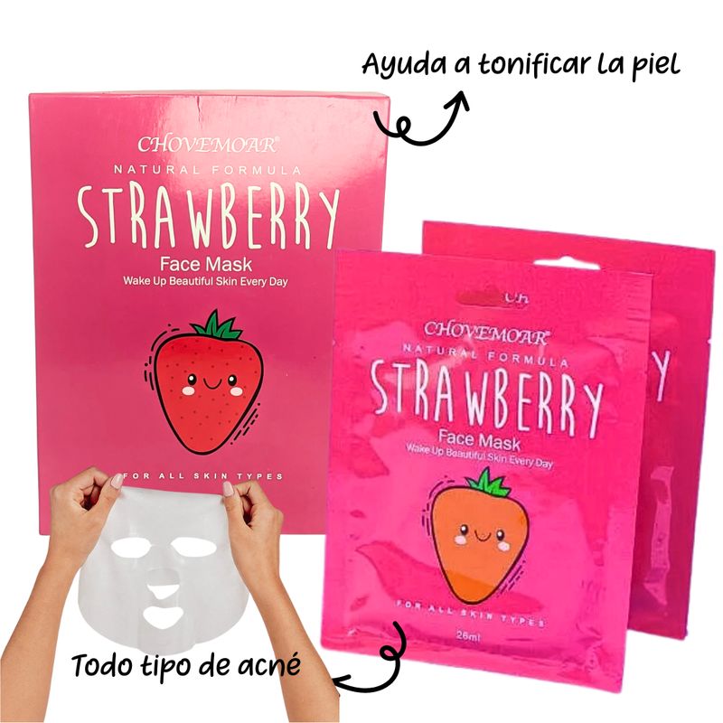 GENERICO - Mascarillas Facial Caja de 10 und Hidratante - Fresa