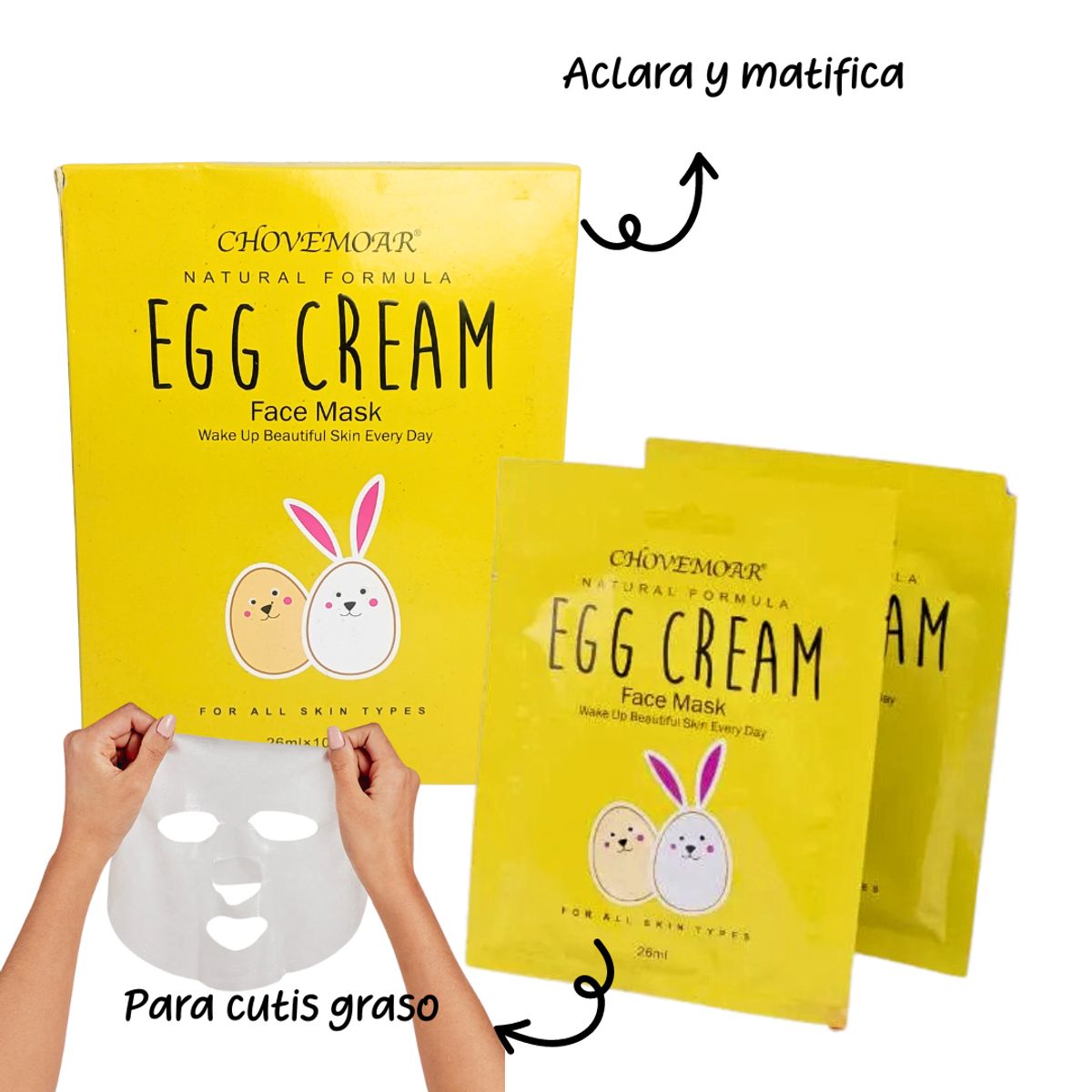 GENERICO - Caja de 10 Mascarillas Hidratante - Egg Cream