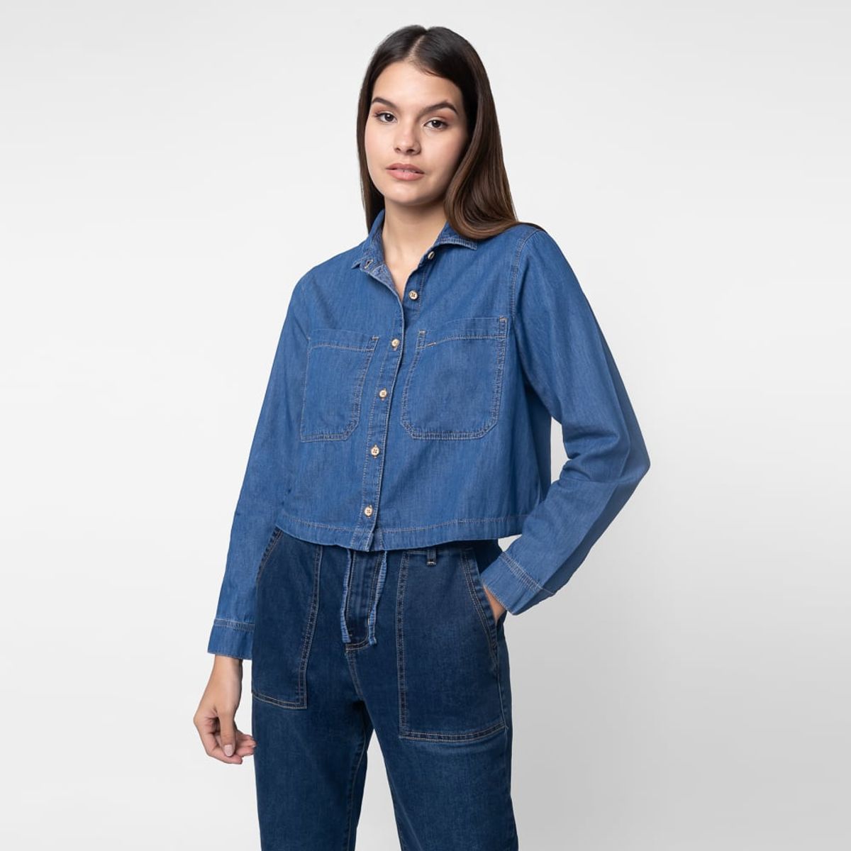 MACHINE - BLUSA FI24GINETTE DENIM CAMISERO