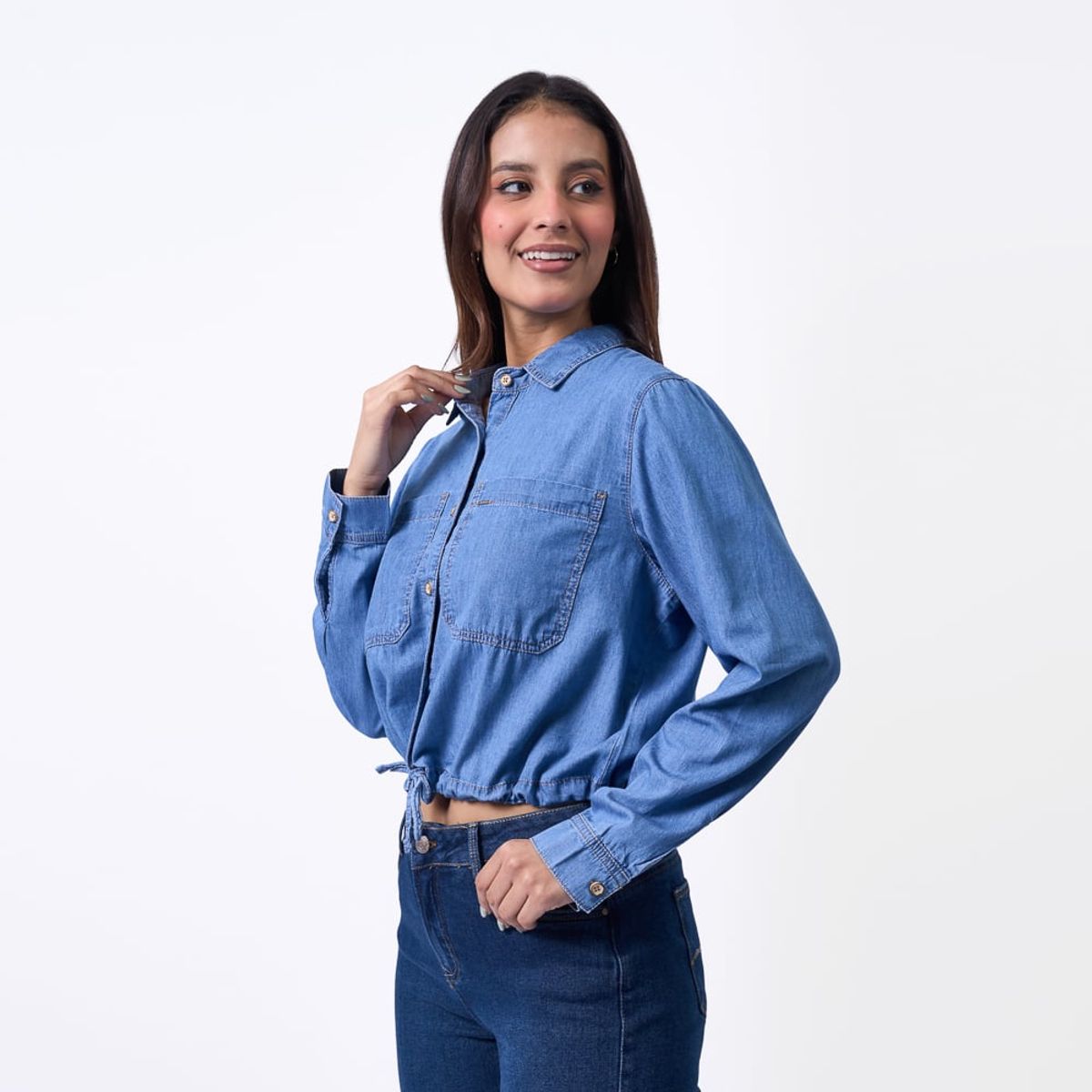 MACHINE - BLUSA FI24GINETTE DENIM CAMISERO