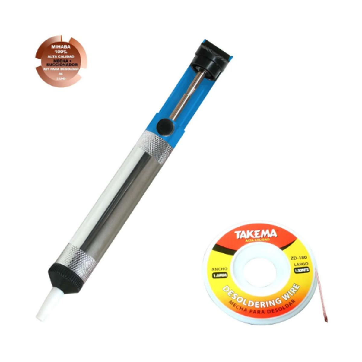 TAKEMA - Kit Mecha Malla para Desoldar + Succionador MIHABA-SUME2
