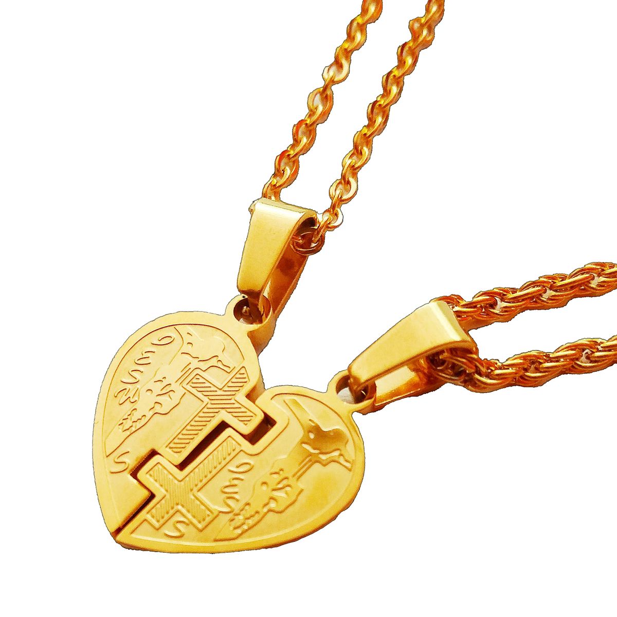 LA TIENDA 88 JOYAS Y ACCESORIOS - La Tienda 88 - Collar para Pareja corazon Bañado Oro de 18k - Amarillo