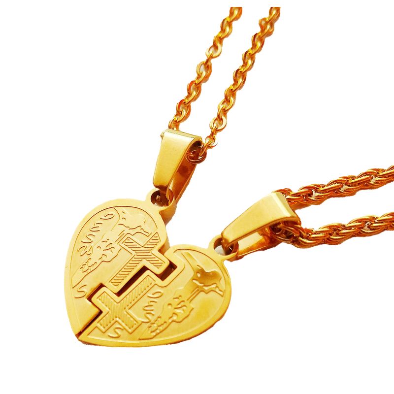 LA TIENDA 88 JOYAS Y ACCESORIOS - La Tienda 88 - Collar para Pareja corazon Bañado Oro de 18k - Amarillo